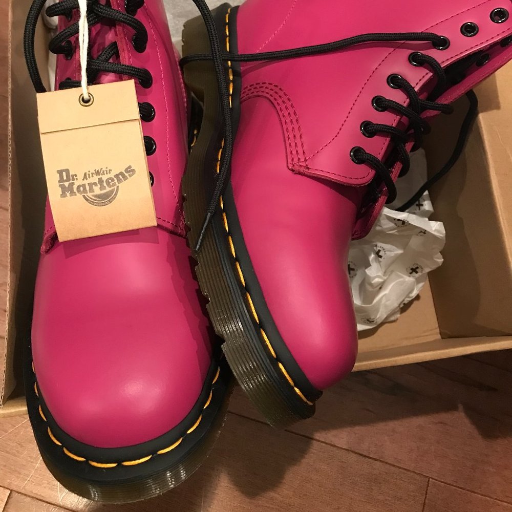 Pink Dr. Martens Smooth Leather Lace Up Boots!
